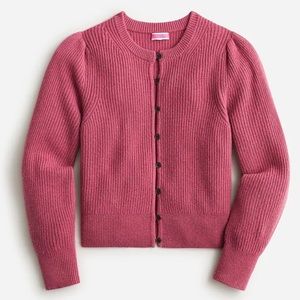 J. Crew Cashmere Puff Sleeve Cardigan Sweater Icy Rose Extra Small D